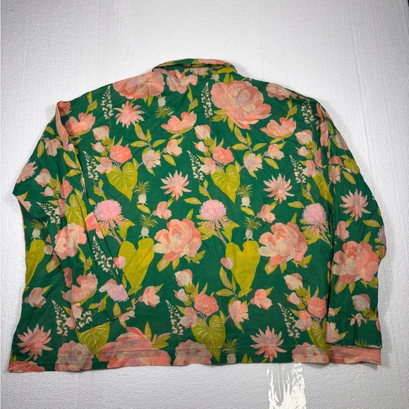 Natural Life Green and Pink Floral Shirt Size Medium 100% cotton button down - Picture 3 of 6